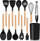 Jogo de Utensílios em Silicone e Madeira – 12 Peças Elegantes - Brilho Shop