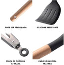 Jogo de Utensílios em Silicone e Madeira – 12 Peças Elegantes - Brilho Shop