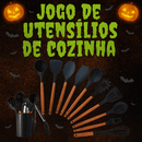 Jogo de Utensílios em Silicone e Madeira – 12 Peças Elegantes