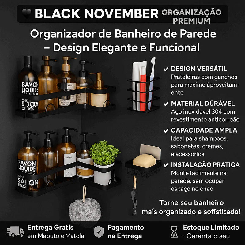 A12 - Suporte Organizador para canto e parede 5pcs Multiuso - Brilho Shop