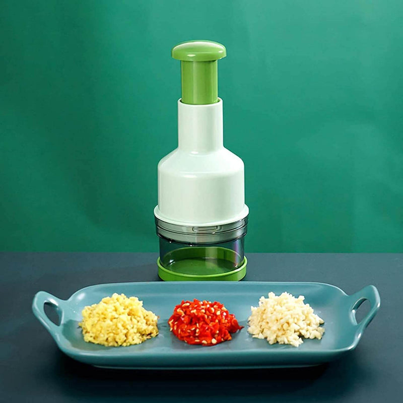 TurboCorte™ – Mini Picador Manual Inteligente para Alho, Legumes e Verduras