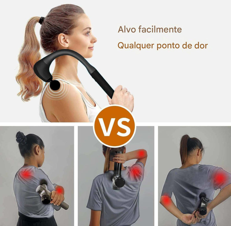 Pistola Massageadora Curva com Alça Longa – Alívio Potente, Agora ao Seu Alcance!