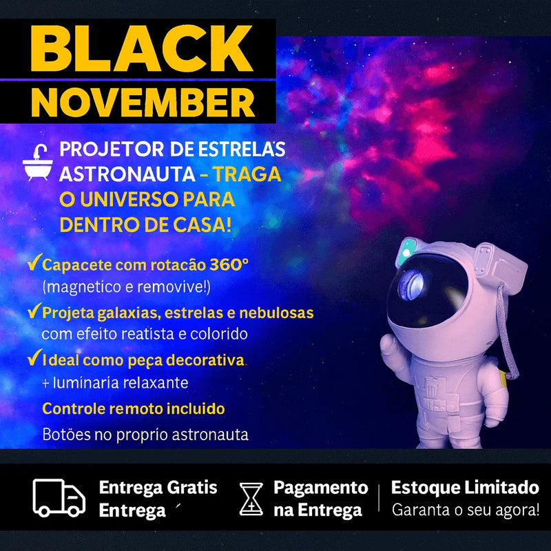 Projetor de estrelas Espaciais Astronauta - Últimas Unidades - Brilho Shop