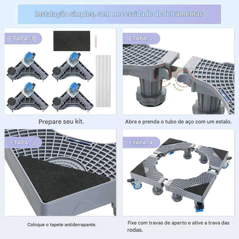 Suporte Ajustável com Rodas para Móveis