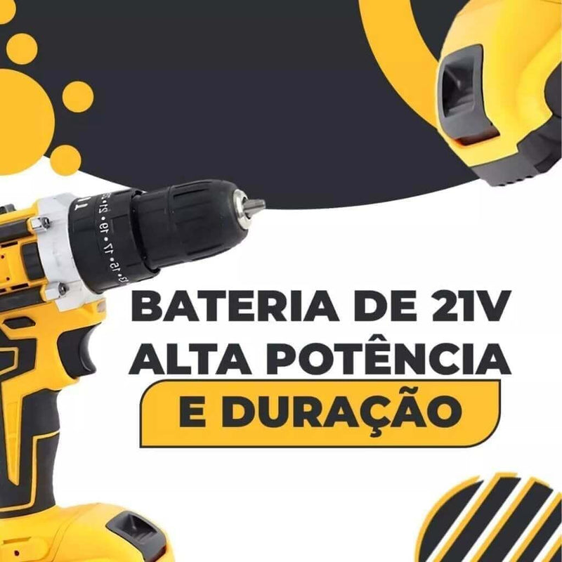 Furadeira/Parafusadeira de Impacto 21V Recarregável - Brilho Shop 