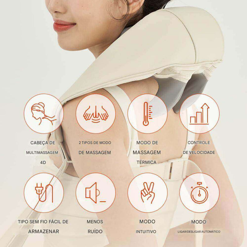 Massageador Portátil de Pescoço e Ombros com Calor