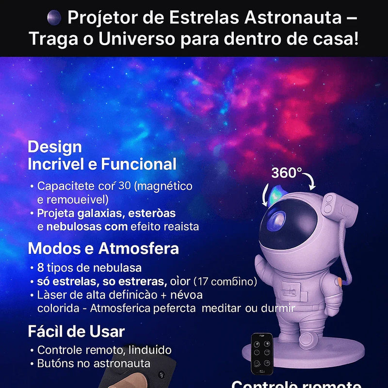 Projetor de estrelas Espaciais Astronauta - Últimas Unidades - Brilho Shop