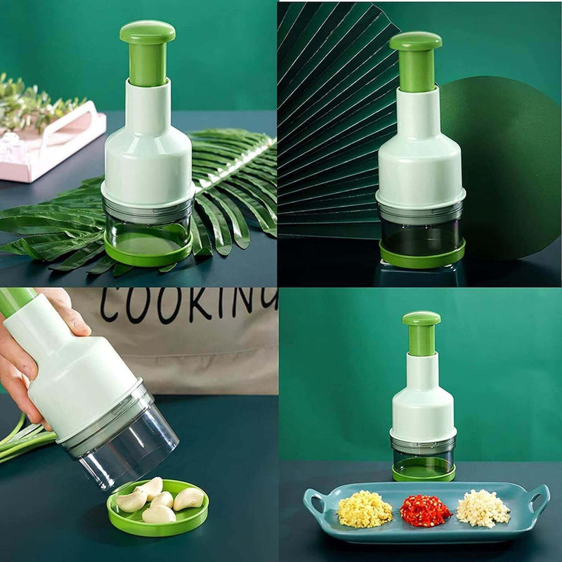 TurboCorte™ – Mini Picador Manual Inteligente para Alho, Legumes e Verduras