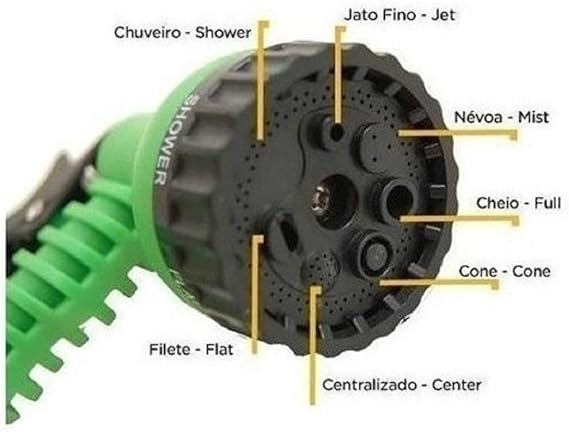 Mangueira Flexível, Expansível, Retrátil com Jato de Alta Pressão de 22.5 Metros