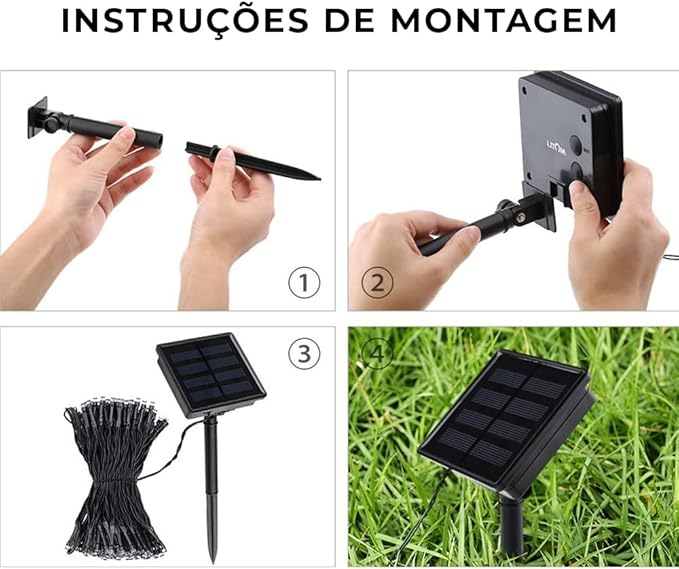 Pisca Pisca Led Solar com 8 Modos de Iluminação - Instalação em 1 minuto