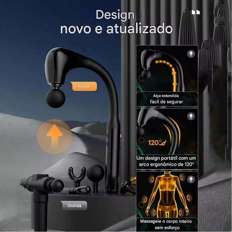 Pistola Massageadora Curva com Alça Longa – Alívio Potente, Agora ao Seu Alcance!