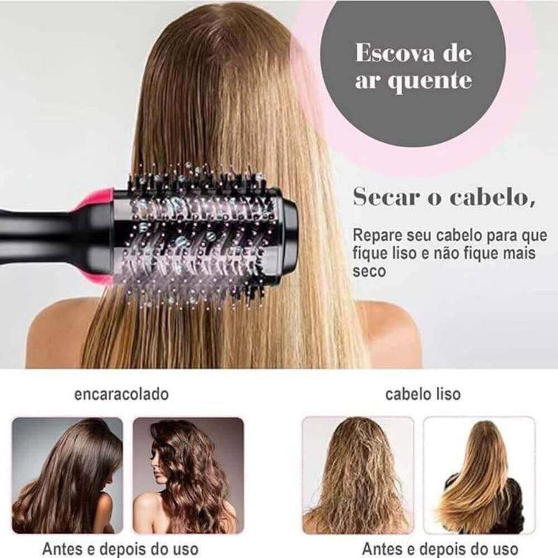 Escova Secadora de Cabelo Profissional 3 em 1 - Seca Escovando, Alisa e Modela Ultimas Unidades