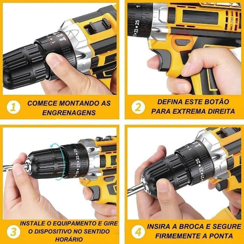 Furadeira/Parafusadeira de Impacto 21V Recarregável - Brilho Shop 