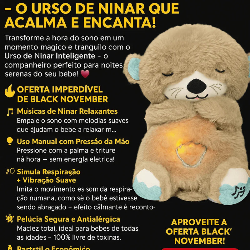 Urso de Ninar Musical com Luz Noturna - Brilho Shop
