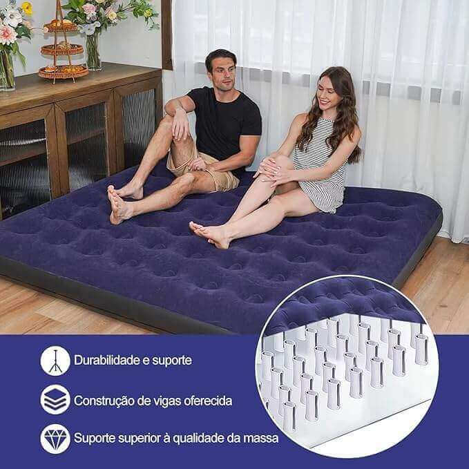 A03 - Colchão Inflável Casal Bestway com Flockado de Veludo