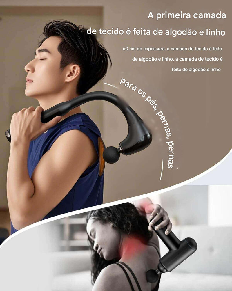 Pistola Massageadora Curva com Alça Longa – Alívio Potente, Agora ao Seu Alcance!