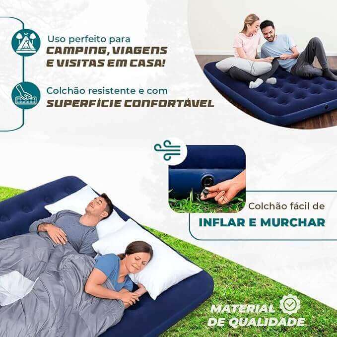 A03 - Colchão Inflável Casal Bestway com Flockado de Veludo