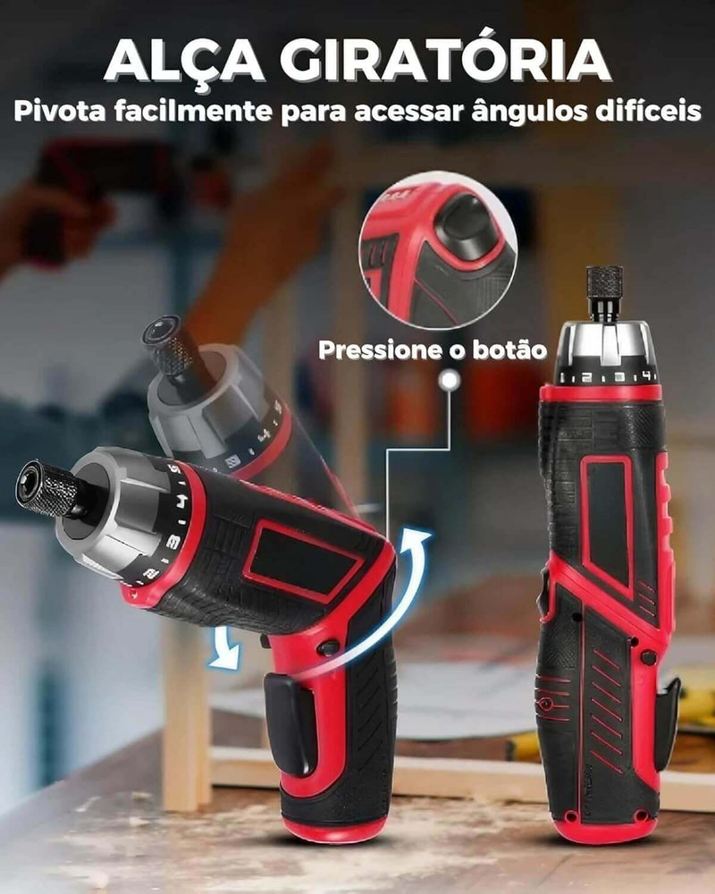 Mini Parafusadeira Recarregável 48 em 1 – A Solução Completa em Uma Só Mão