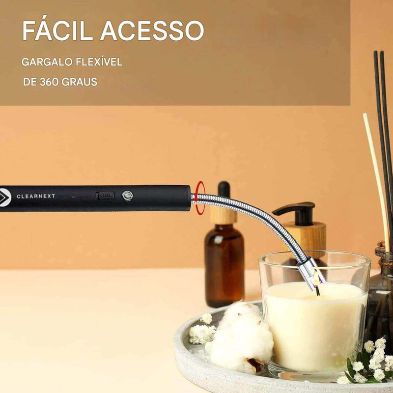 Isqueiro Elétrico Recarregável com Haste Flexível 360º