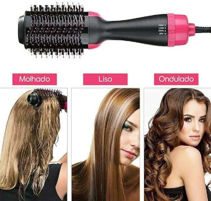Escova Secadora de Cabelo Profissional 3 em 1 - Seca Escovando, Alisa e Modela Ultimas Unidades
