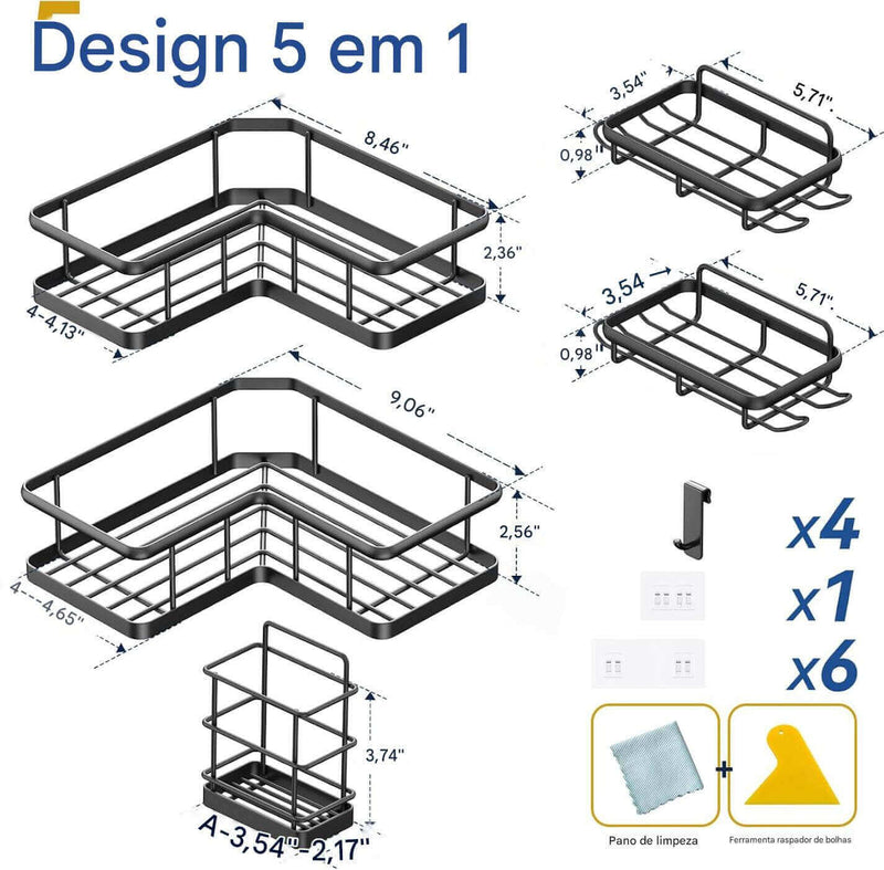 A12 - Suporte Organizador para canto e parede 5pcs Multiuso