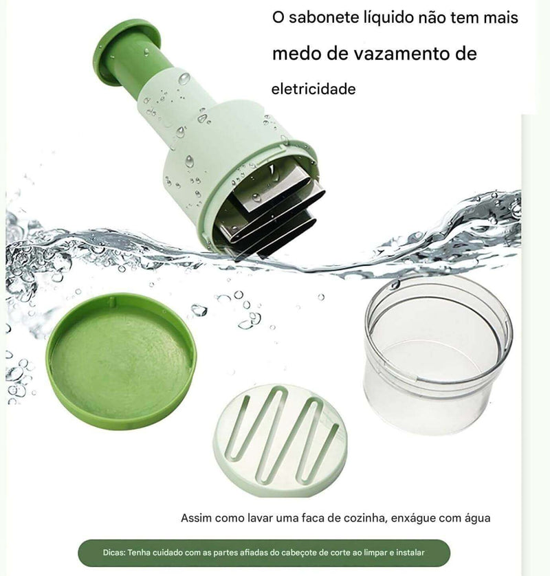 TurboCorte™ – Mini Picador Manual Inteligente para Alho, Legumes e Verduras