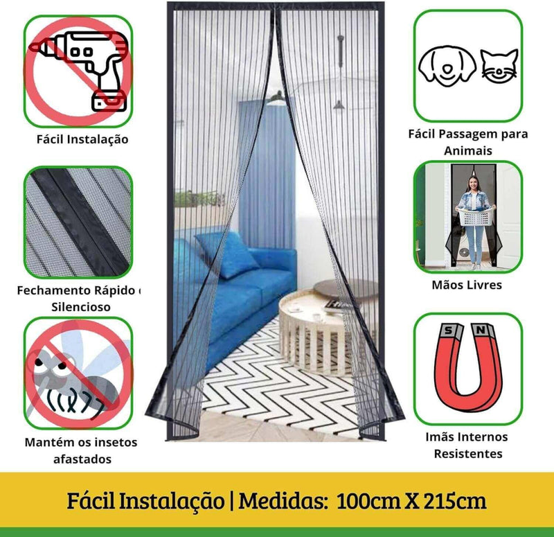 Tela Mosquiteira Magnética para Porta