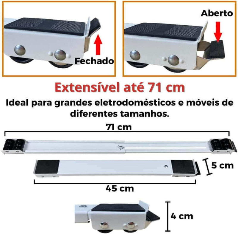 Suporte Ajustável com Rodinhas para Eletrodomésticos Pesados
