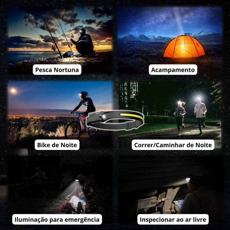 A17 - Lanterna de Cabeça LED 230° com Sensor de Movimento