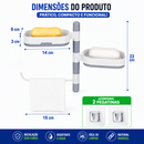 Saboneteira Autoadesiva Giratória Premium – Paga 1 Kit e Leva 2 Kits | Últimas Unidades
