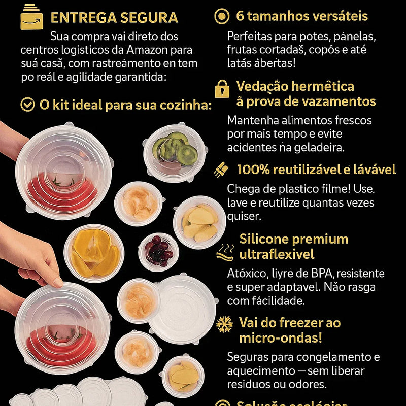 Tampas de Silicone Ajustáveis - Brilho Shop