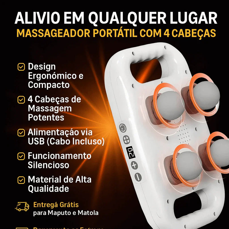 Massageador com 4 Cabeças Turbo Relax - Ultimas Unidades - Brilho Shop