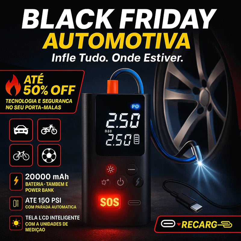 A19 - Compressor de Ar Com Manômetro digital - Brilho Shop