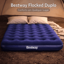 A03 - Colchão de Ar Bestway Flocked Duplo Confortável e Resistente