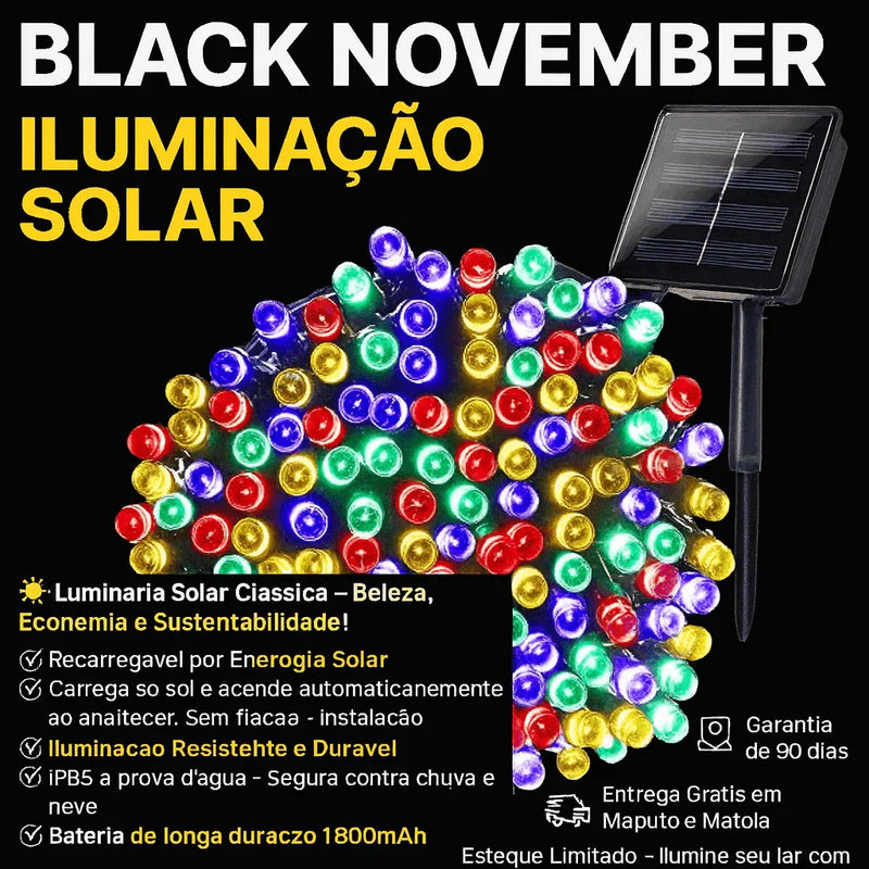 Pisca-pisca Led Solar com 8 Modos de Iluminação - Instalação em 1 minuto - Brilho Shop