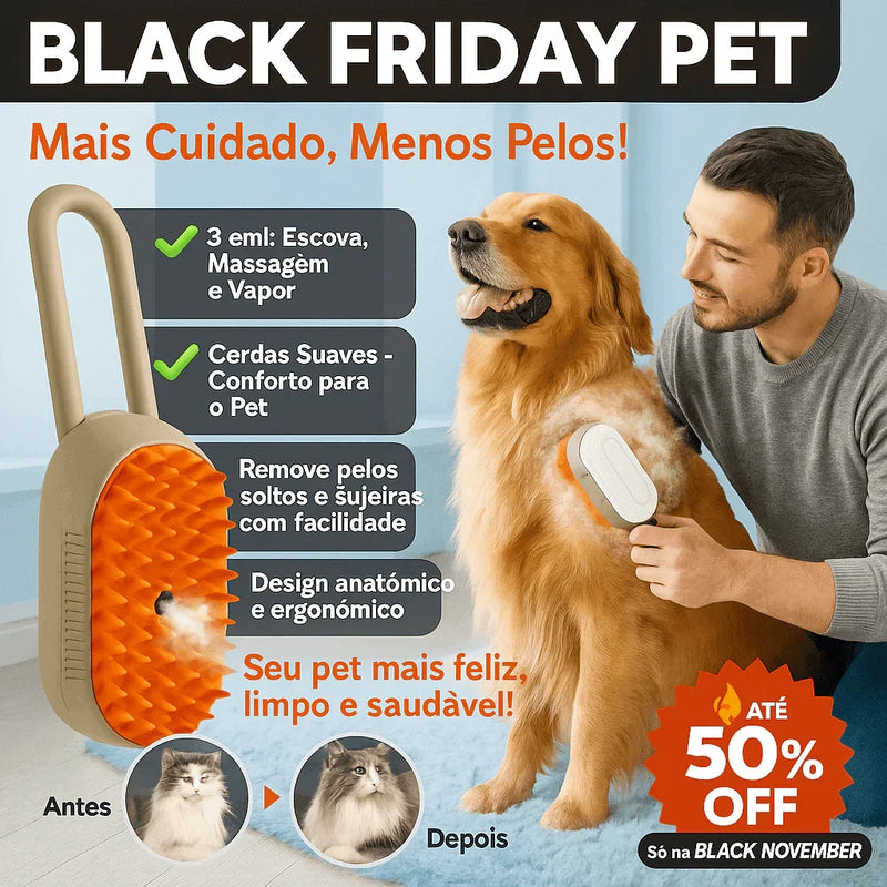 A16 - Escova a Vapor 3-em-1 para Pets - Brilho Shop
