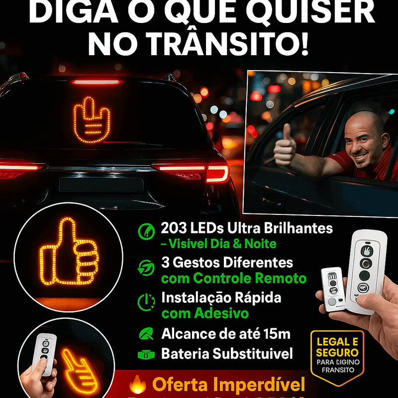 A08 - Luz de Gestos Engraçados para Carro com Controle Remoto - Brilho Shop