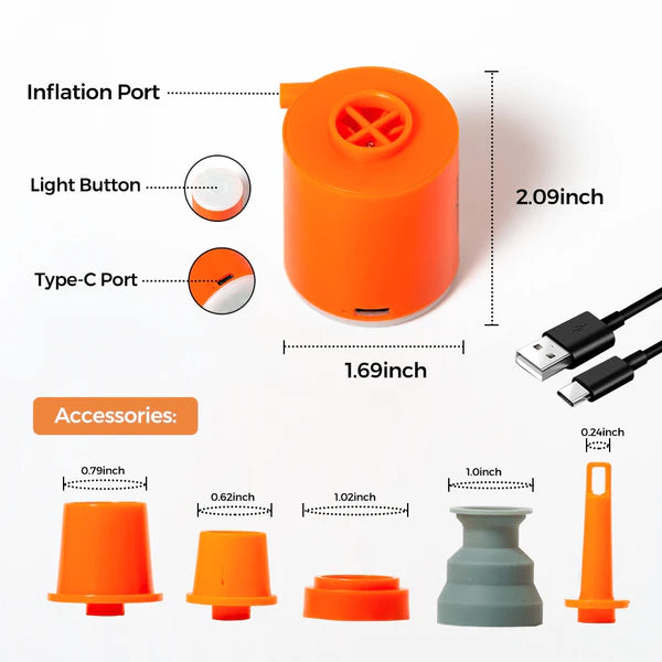 Bomba de bolso para inflar e desinflar