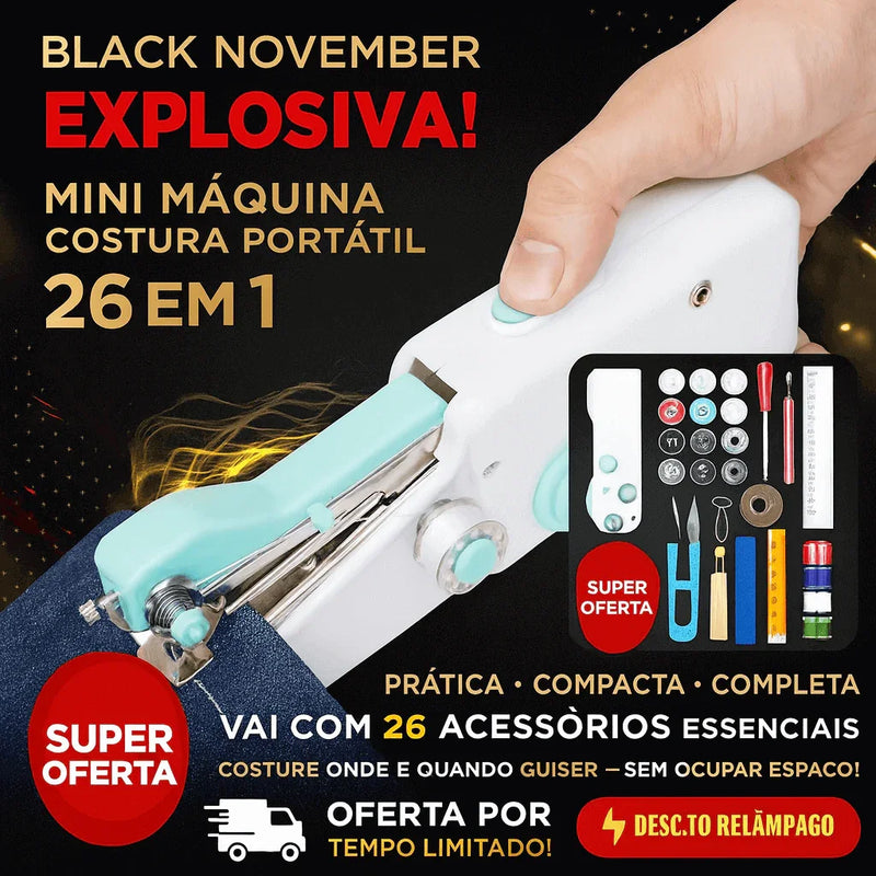 Costura Mágica Portátil™ – Mini Máquina de Costura Elétrica Sem Fio para Reparos Rápidos - Brilho Shop