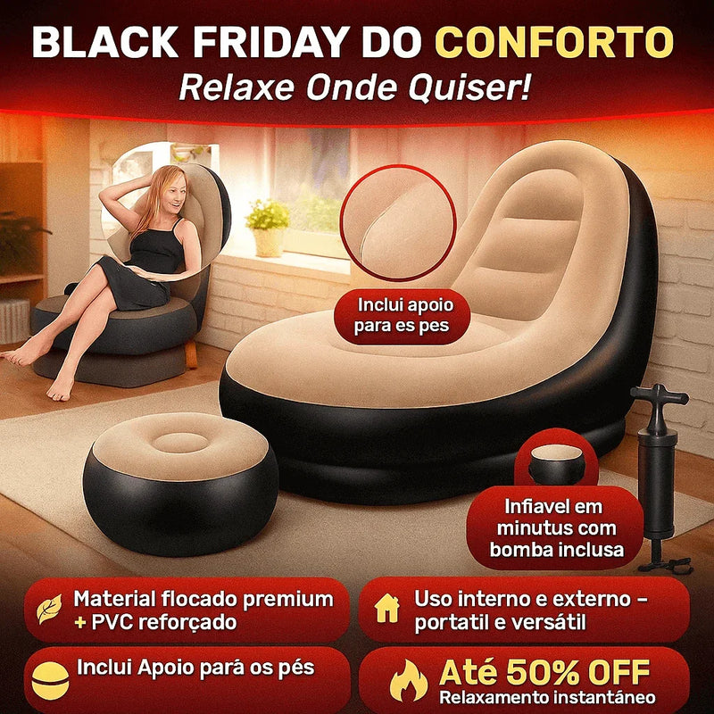 A21 - Poltrona Inflável Portátil em PVC Premium Com Bónus de Uma Bomba Manual - Brilho Shop
