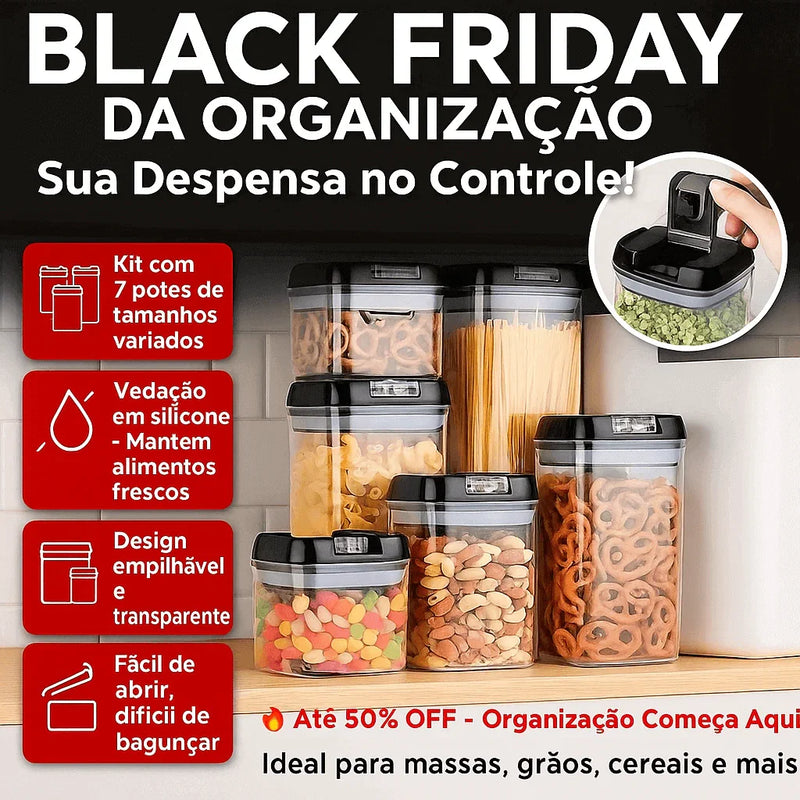 A20 - Potes Herméticos para Armazenamento de Cozinha - Brilho Shop